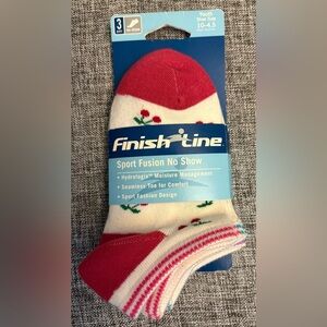 Finish Line Sports Fusion No Show Girls Youth Socks Pair of 3 Sz. 10-4.5